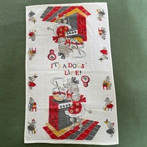 POODLE dish towel vintage tea towel